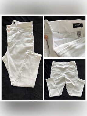 Express High Rise White Cropped Skinny Jeans